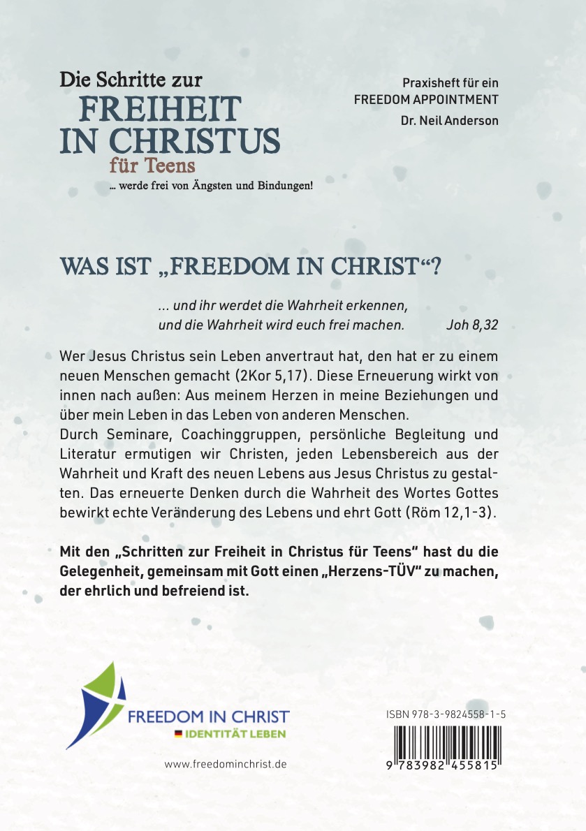 Schritte zur Freiheit in Christus TEENS - Arbeitsheft